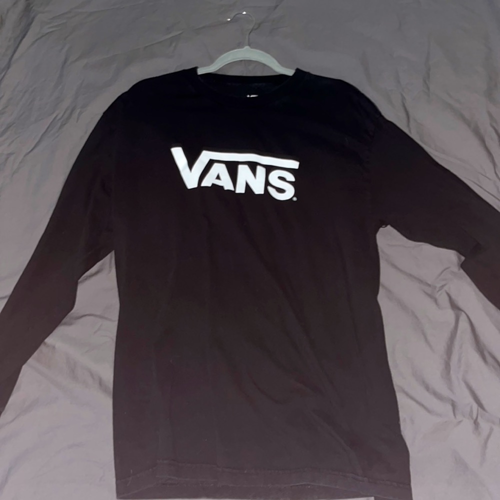 Large Black Vans Long Sleeve Shirt with White Vans Logo